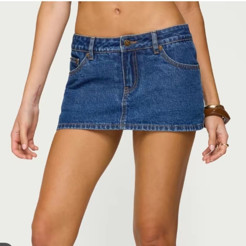 Edikted Blue Denim Mini Skirt